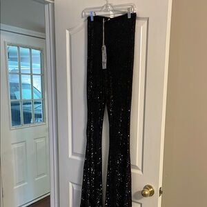 Show Me Your MuMu Black Sequin Wide Leg Pants